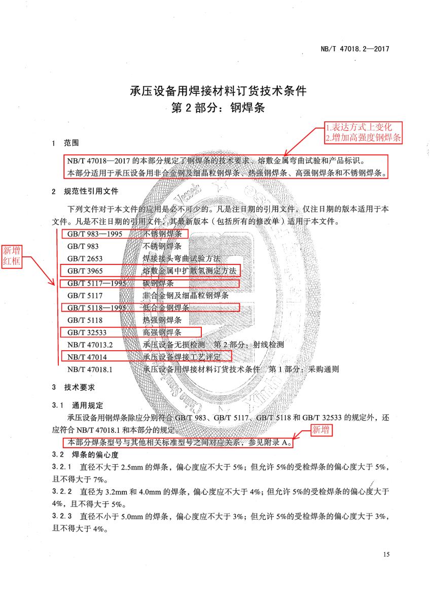 NB/T 47018.2-2017《承壓設(shè)備用焊接材料訂貨技術(shù)條件》第15頁 NB/T 47018.2-2017《承壓設(shè)備用焊接材料訂貨技術(shù)條件》第15頁